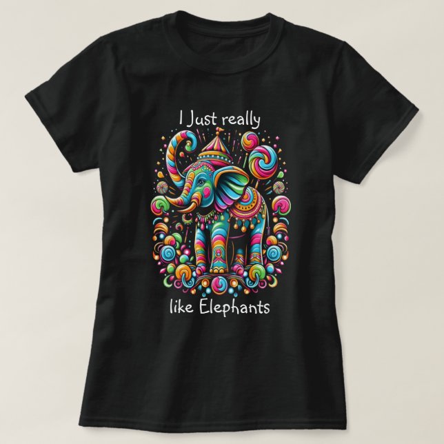 T-shirt Eléphant vibrant portant un Casquette lunatique (Design devant)