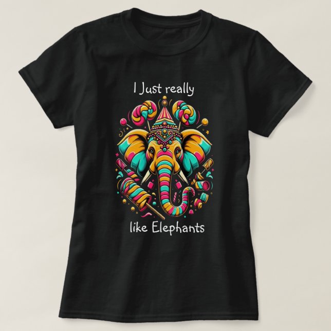 T-shirt Eléphant vibrant : Un chef-d'oeuvre artistique col (Design devant)