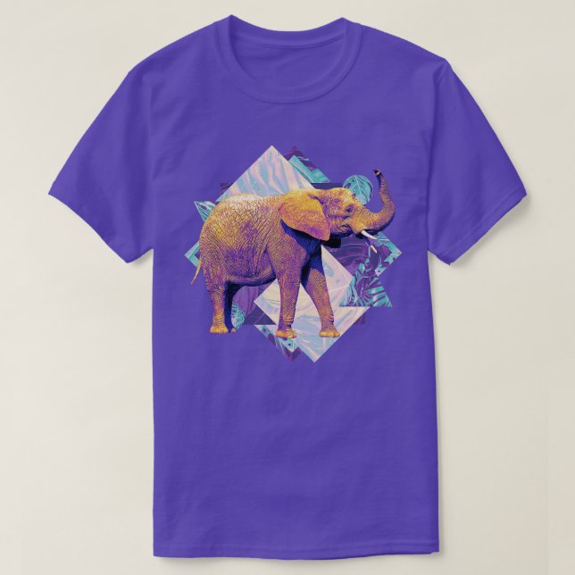 T-shirt Eléphant vintage Sur Formes Géométriques (Design devant)