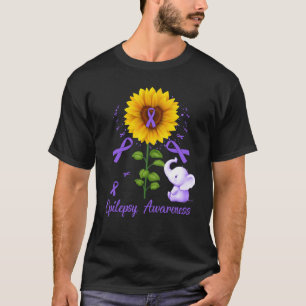 T-shirt Eléphant Violet Ribbon Epilepsie Sensibilisation S