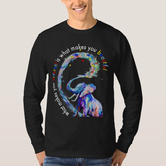 T-shirt Elephant What Makes You Different Autism Awareness (Devant)