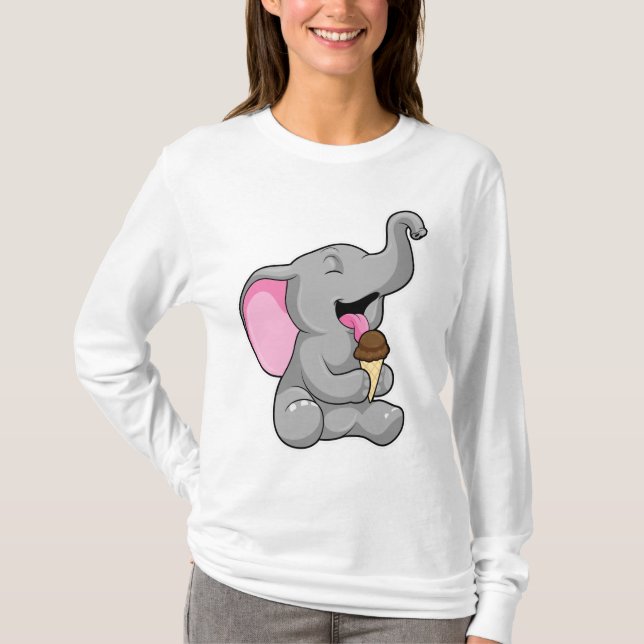 T-shirt Elephant with chocolate gaufre ice cream (Devant)