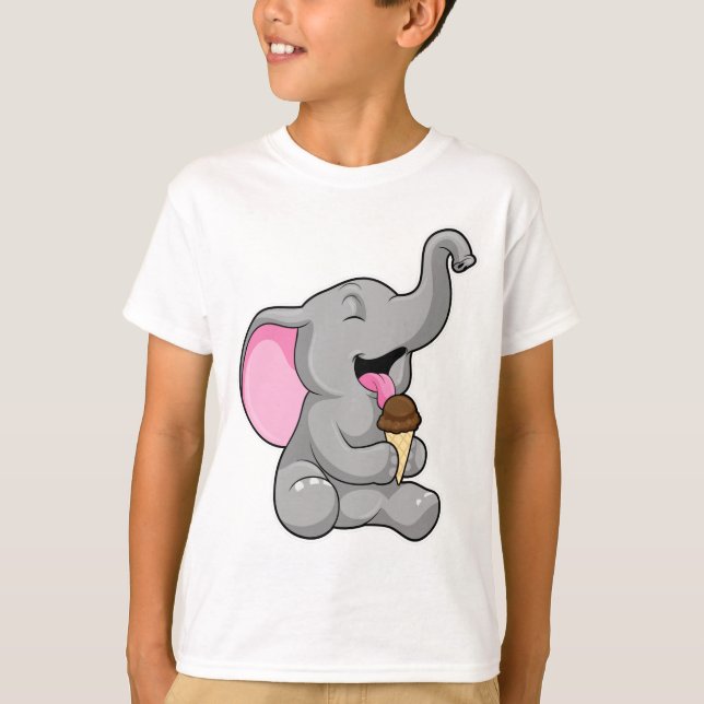 T-shirt Elephant with chocolate gaufre ice cream (Devant)