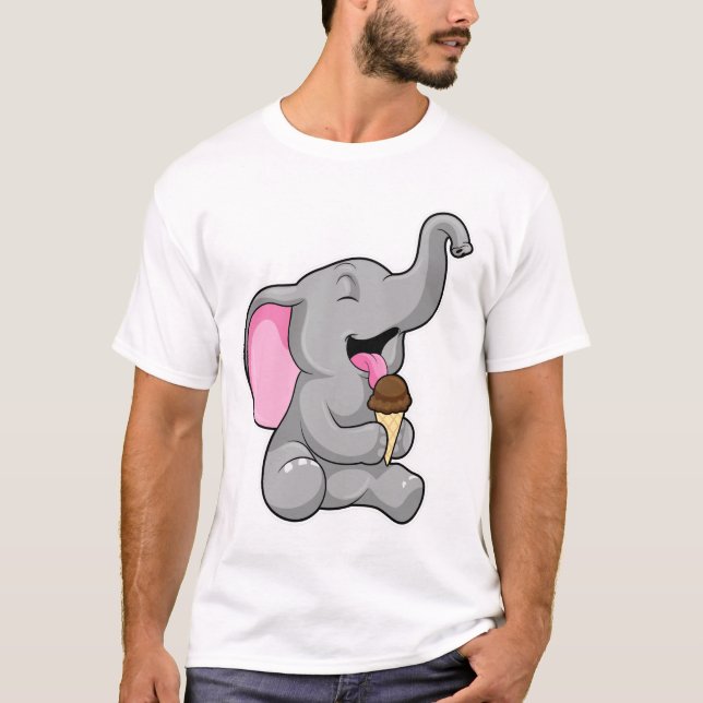 T-shirt Elephant with chocolate gaufre ice cream (Devant)