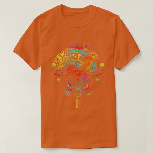 T-shirt Eléphant Yoga coloré (Design devant)
