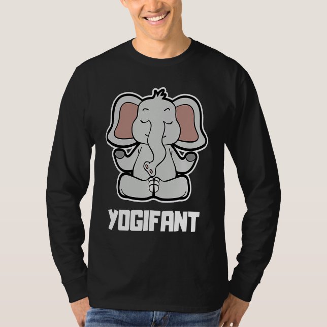 T-shirt Elephant Yogifant Yoga Position Vintage Frequency  (Devant)