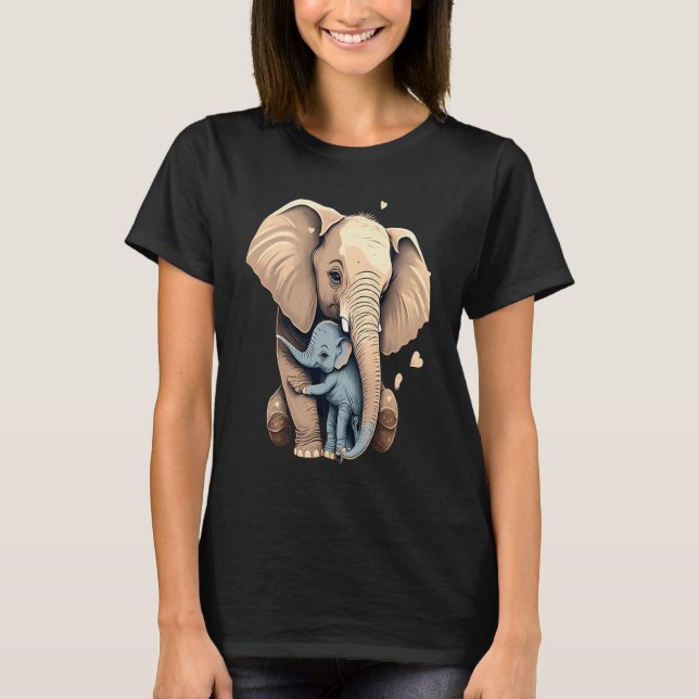 T-shirt Elephant Zookeeper Elephant Mom Hugging A Child El (Devant)