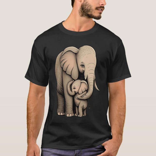 T-shirt Elephant Zookeeper Elephant Mom Hugging A Child El (Devant)