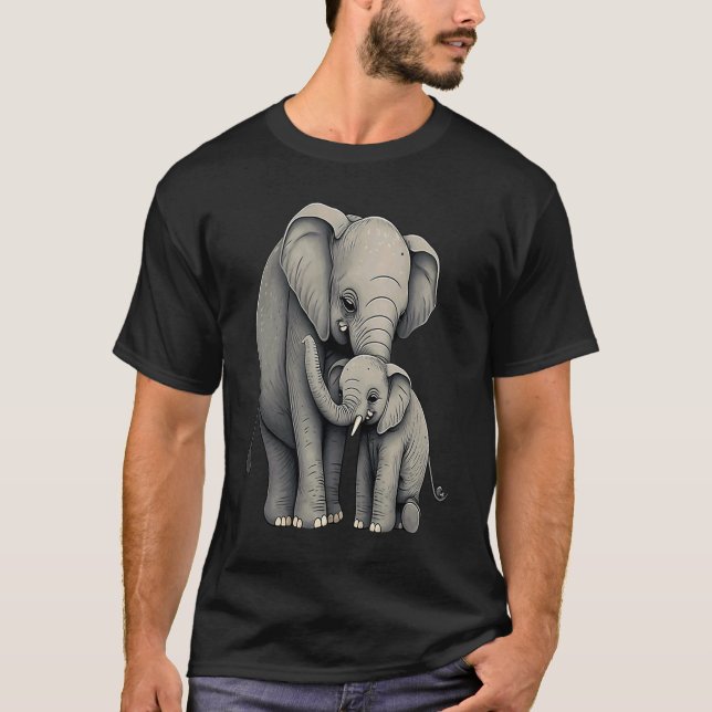 T-shirt Elephant Zookeeper Elephant Mom Hugging A Child El (Devant)