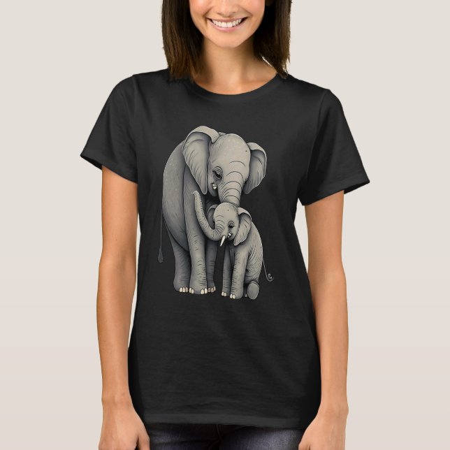 T-shirt Elephant Zookeeper Elephant Mom Hugging A Child El (Devant)