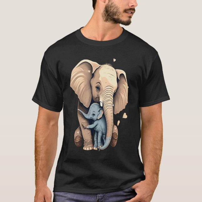 T-shirt Elephant Zookeeper Elephant Mom Hugging A Child El (Devant)