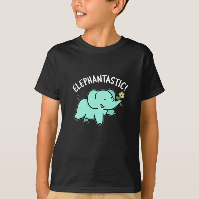 T-shirt Elephantastic Funny Elephant Pun Dark BG (Devant)