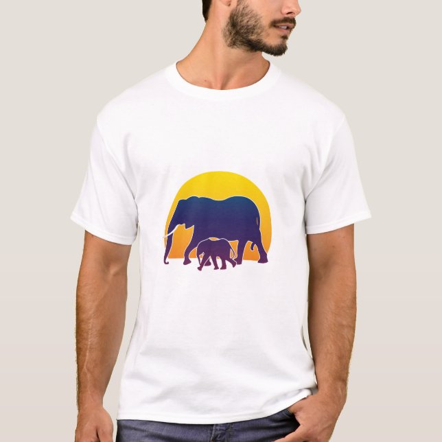 T-shirt Eléphants couchés de soleil (Devant)
