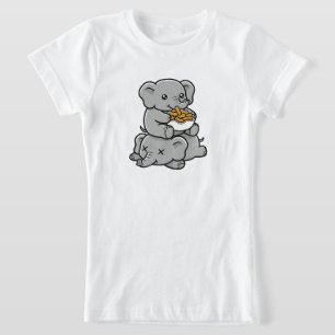T-Shirt Éléphants de dessin animé mignons mangeant des cac