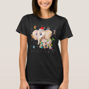 T-shirt Elephants de Noël Funny Santa Hat Lumières Kid Gir