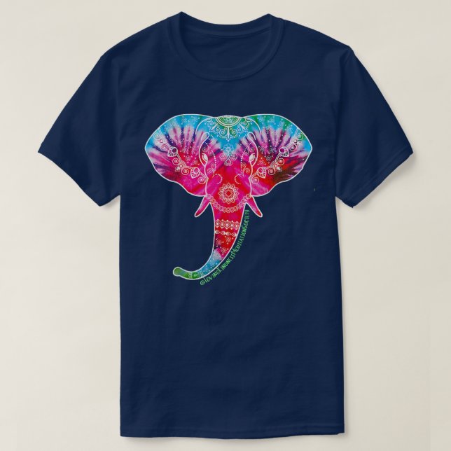 T-shirt Eléphants Henné Aimer Calme Tie Dye Aimer gentille (Design devant)