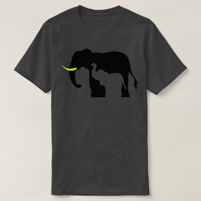 T-shirt Eléphants noirs et blancs (Design devant)