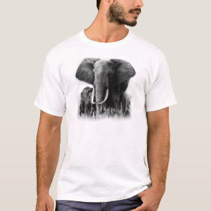 T-shirt Eléphants noirs et blancs