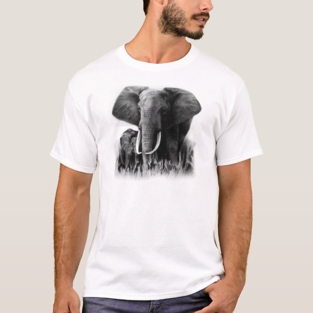 T-shirt Eléphants noirs et blancs (Devant)