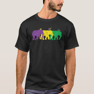 T-shirt Eléphants violet jaune Louisiane Mardi Gras Femme