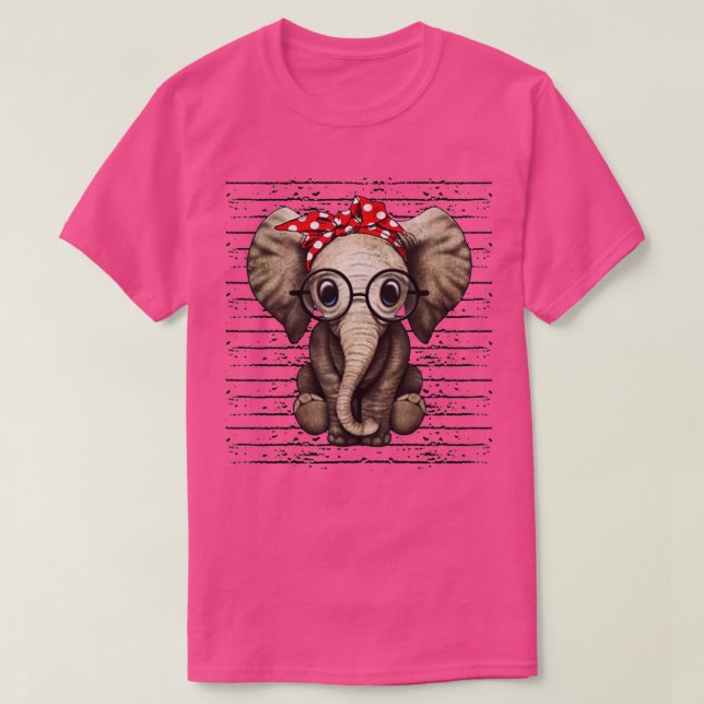 T-shirt Elephants with bandana headband and glasses  (Design devant)