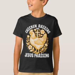 T-shirt Élevage de poulets Jésus louant le coq chrétien F