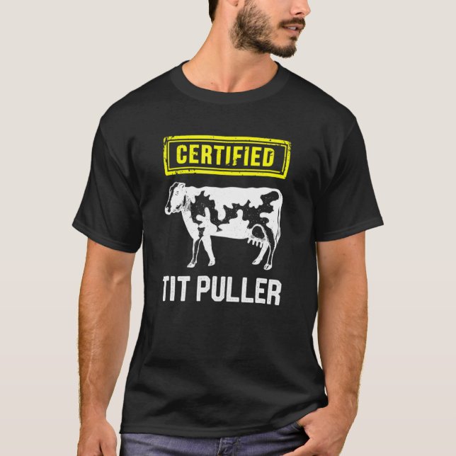 T-shirt Élevage de vaches certifié tireur de trayons (Devant)