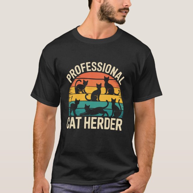 T-shirt Éleveur de chat professionnel Coucher de soleil ré (Devant)