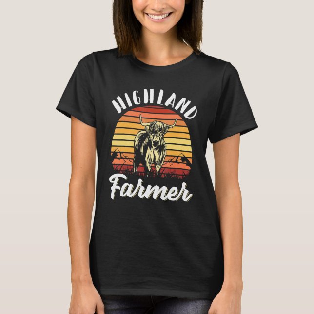 T-shirt Éleveur de vaches Highland Cattle Écossaises Longh (Devant)