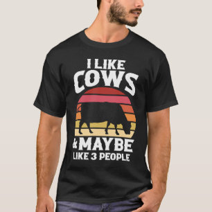 T-shirt Éleveur de vaches laitières Rétro J'aime les vache