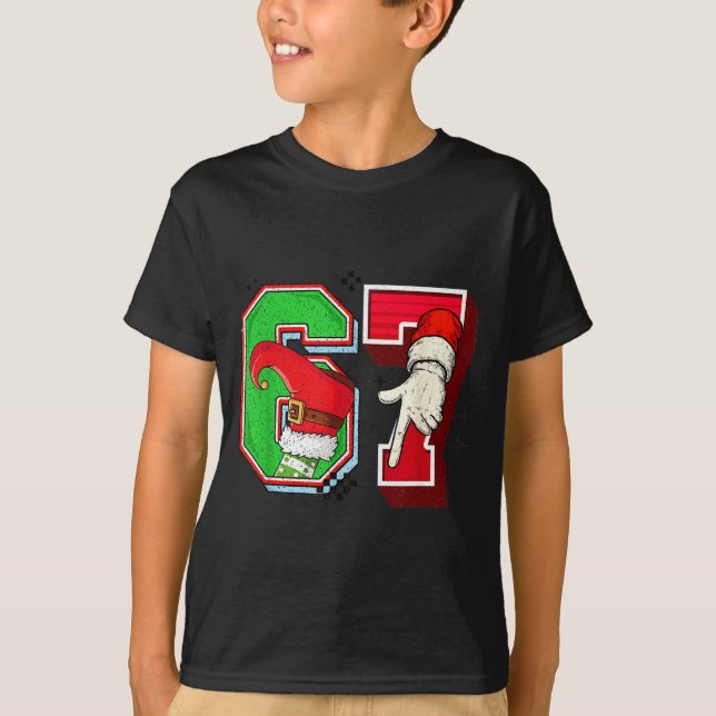 T-shirt Elf 6 7 Christmas Santa Trendy Meme Six Seven Twee (Devant)