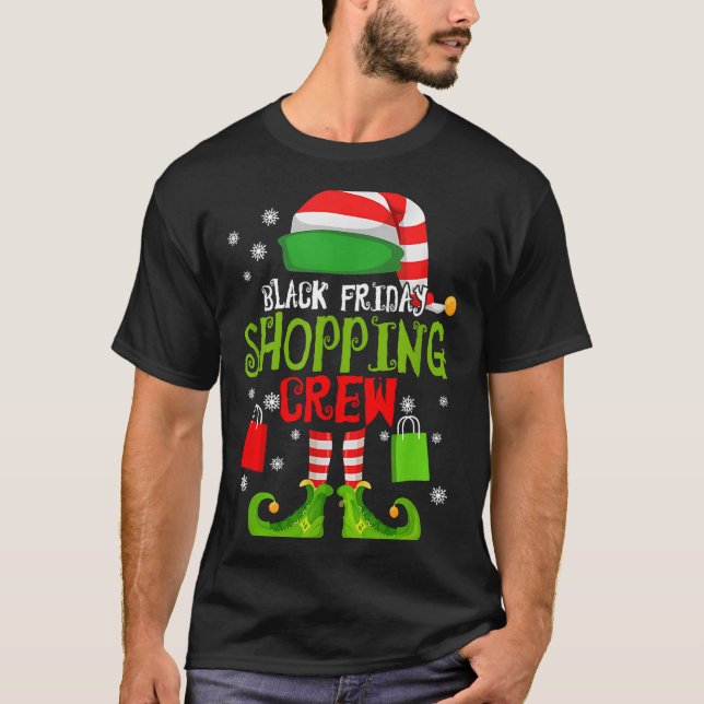 T-shirt Elf Christmas Black Shopng Funny Friday Shopng Cre (Devant)