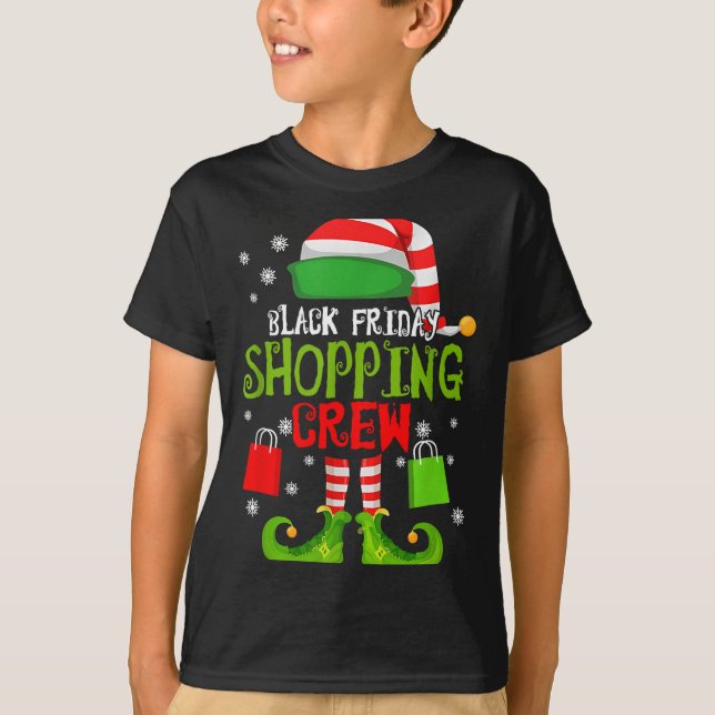 T-shirt Elf Christmas Black Shopng Funny Friday Shopng Cre (Devant)