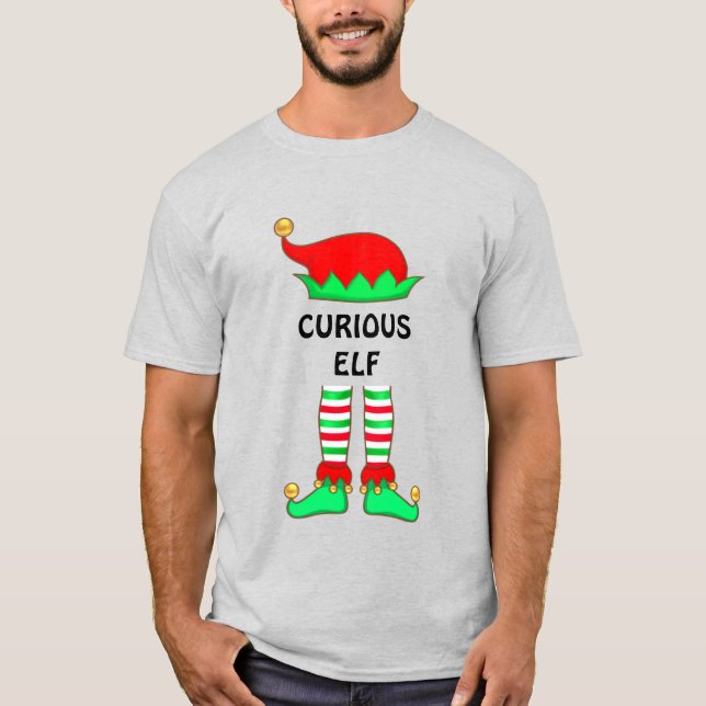 T-shirt Elf Curieux de Noël moderne (Devant)