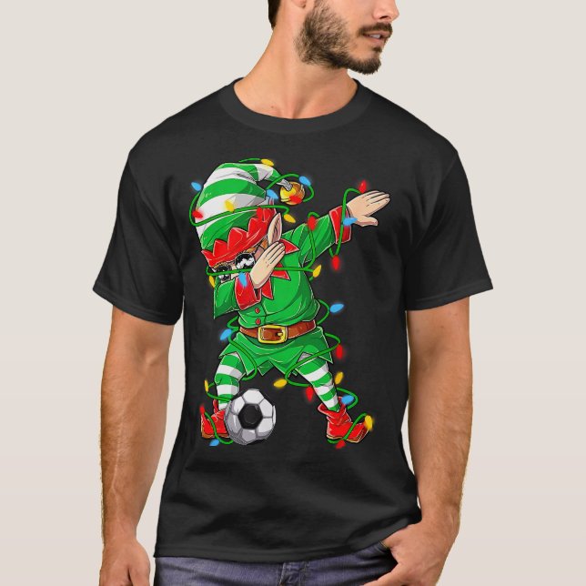 T-shirt Elf Dabbing Soccer Player Christmas Dab Xmas  (Devant)