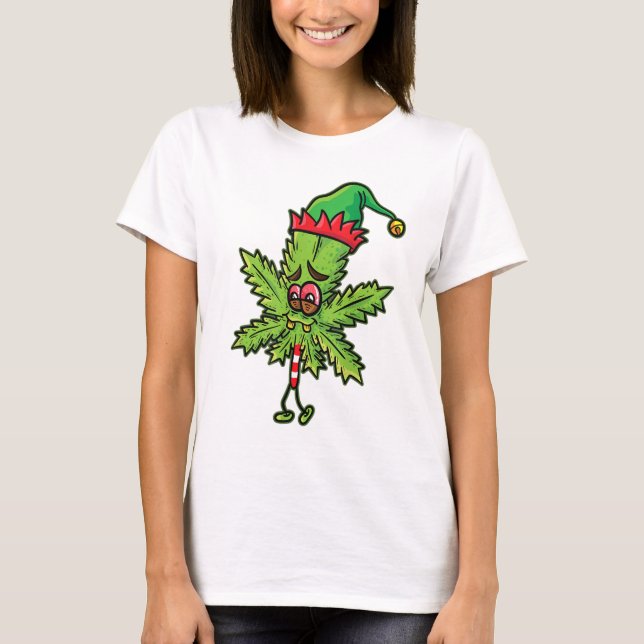 T-shirt Elf de Noël de mauvaise herbe (Devant)