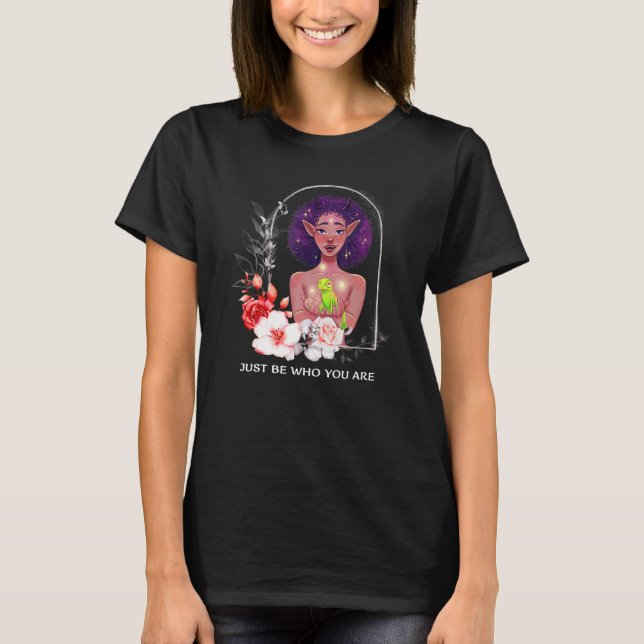 T-shirt Elf Fairy Be Yself Citation Aquarelle D (Devant)