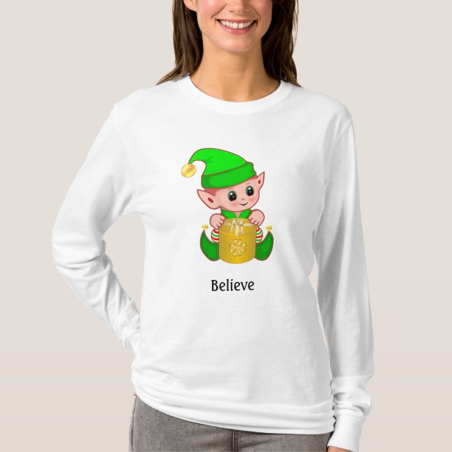 T-shirt Elf mignon et texte personnalisé (Devant)