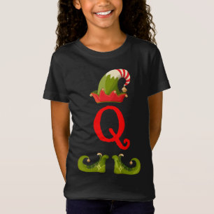 T-Shirt Elf Monogramme Q initial Cute Correspondant Famill