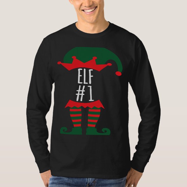 T-shirt Elf Number 1 Fun Festive Family Christmas Elf Cost (Devant)