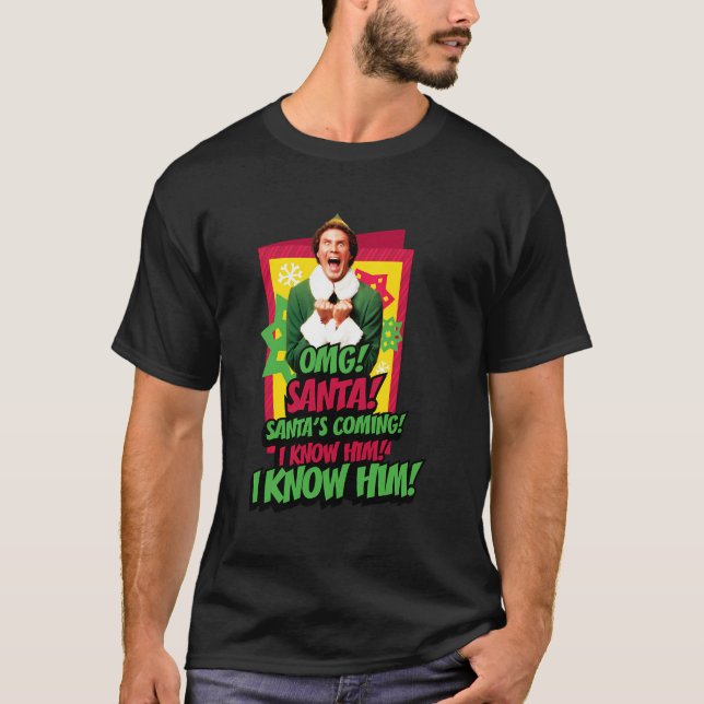 T-shirt Elf Père Noël Venant Je Le Connais (Devant)
