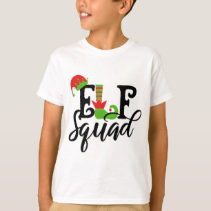 T-shirt Elf Squad Typographie moderne Noël