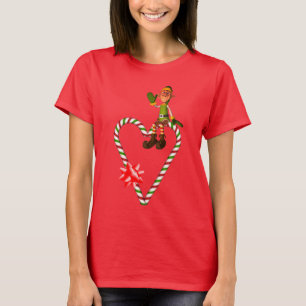 T-shirt Elf Sucre de canne Coeur mignon Noël