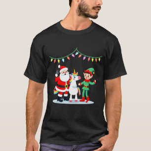 T-shirt Elfe de Noël Dabbing Licorne Enfants Garçons Homme