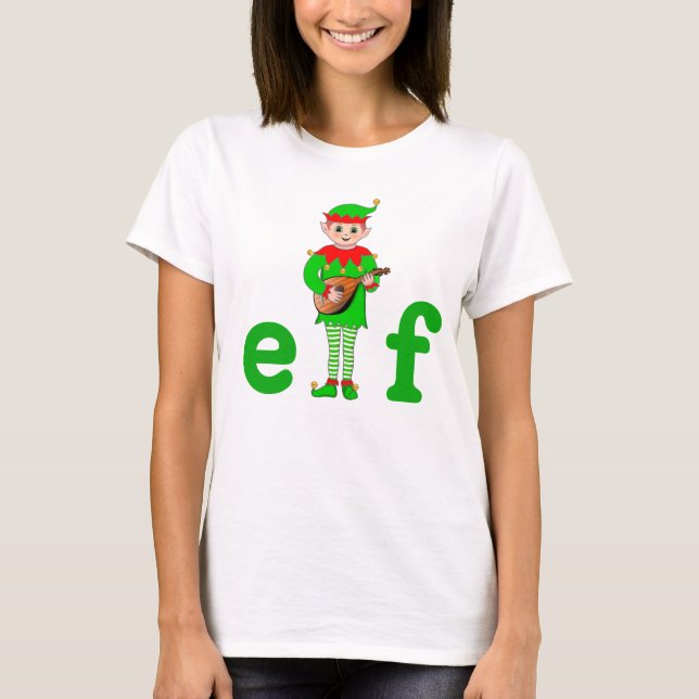 T-shirt Elfe de Noël musical moderne (Devant)