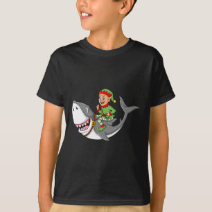 T-shirt Elfe équitation requin Noël Garçons Filles Enfants