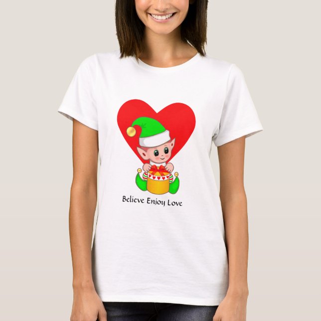 T-shirt Elfe et Coeur mignon avec des mots motivants (Devant)