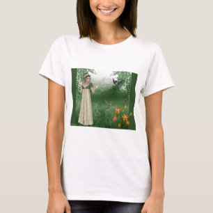 T-shirt Elfe Magie dans le champ d'herbe avec les colibris