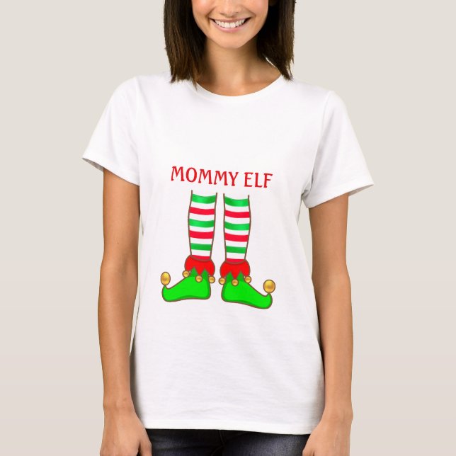 T-shirt Elfe Maman Noël Moderne (Devant)
