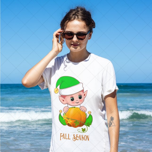 T-shirt Elfe mignon & Citrouille Saison d'automne  (Créateur téléchargé)
